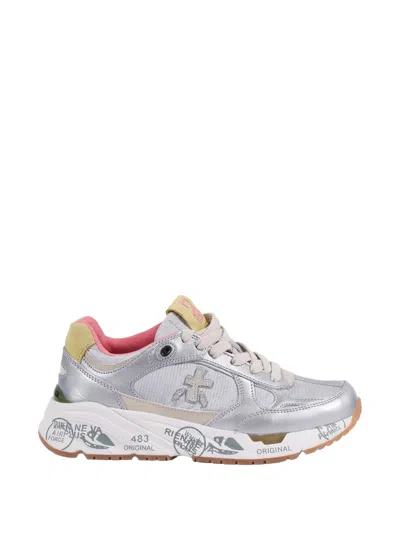 Premiata Mased 8115 Logo-patch Sneakers In Silver