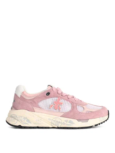 Premiata Mased 8220 Pink Mesh And Suede Sneakers