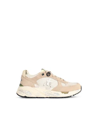 Premiata 'mased' Beige Leather Blend Sneakers In Nude