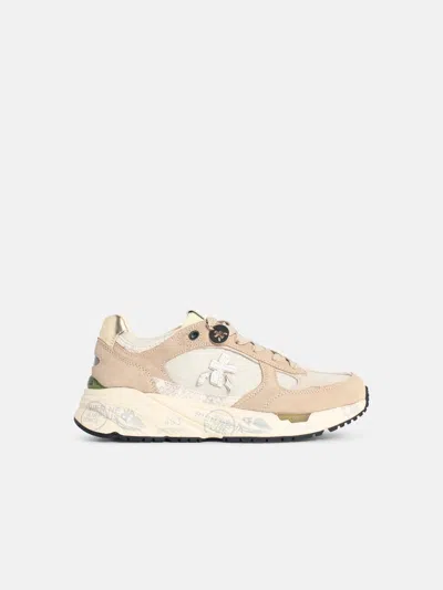 Premiata 'mased' Beige Leather Blend Sneakers In Nude