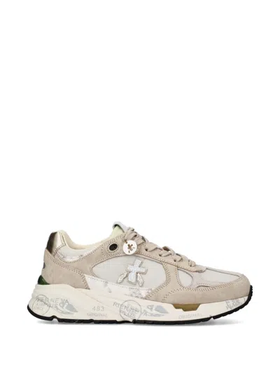 Premiata Mased Logo-patch Sneakers In Neutral