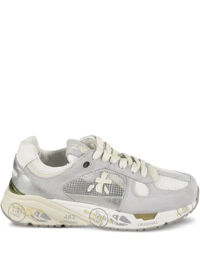 Premiata Mased Mesh-panel Suede Sneakers In Gray
