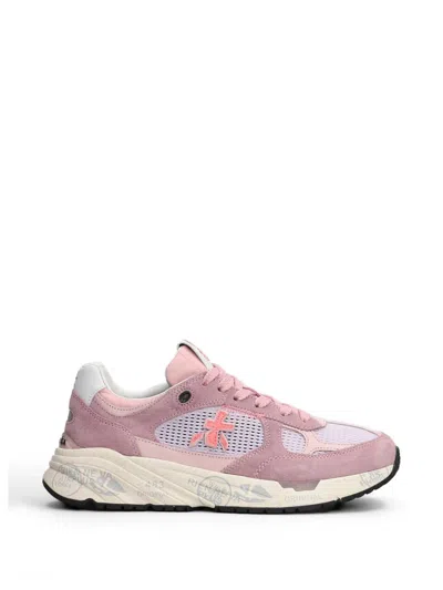 Premiata Mased 8220 Pink Mesh And Suede Sneakers