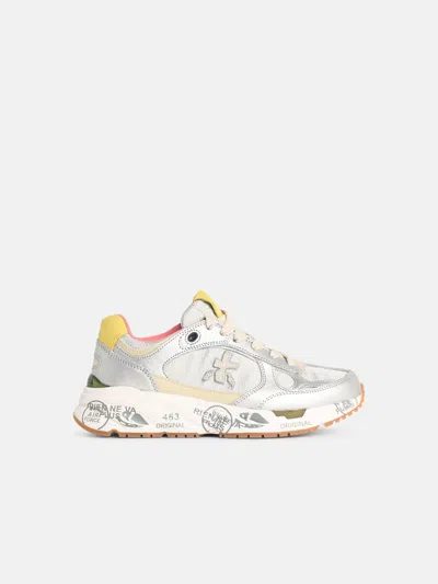 Premiata 'mased' Silver Leather Blend Sneakers
