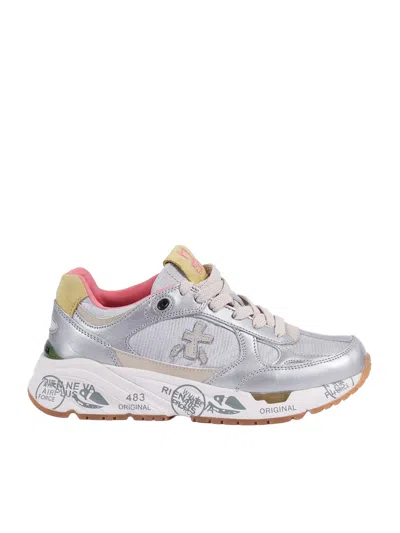 Premiata Mased Silver Metallic Graphic Sneakers In Multi