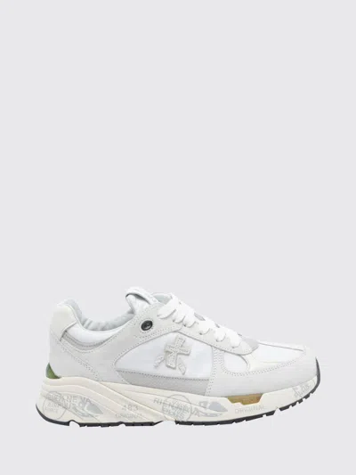 Premiata Mased Suede And Technical Fabric Low-top Sneakers With Logo In White