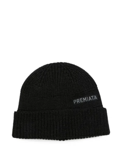 Premiata Men Black Logo Beanie Cap