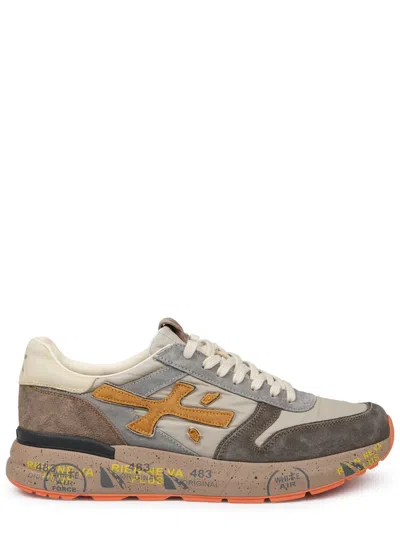 Premiata Men's Calf Leather Paint-overlay Sneakers With Goat Leather Lining In Multi