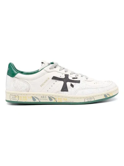 Premiata Men's Clay Leather Sneaker In Green,white