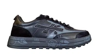 Pre-owned Premiata Men's Leather Sneaker Shoes Nous_6852 Black