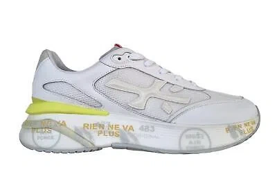 Pre-owned Premiata Men's Shoes Sneaker Fabric Leather Moe Run 6822 White-yellow