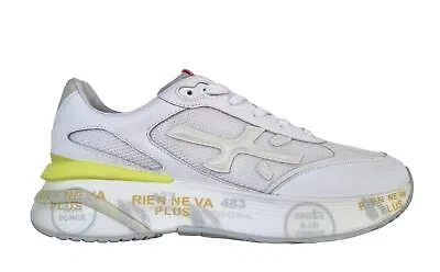 Pre-owned Premiata Men's Shoes Sneaker Fabric Leather Moerun 6822 White-yellow