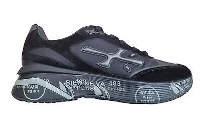 Pre-owned Premiata Men's Shoes Sneaker Fabric Leather Moerun_6445 Black-grey
