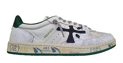 Pre-owned Premiata Men's Shoes Sneaker Fabric Suede Leather Clay_6778 White-green