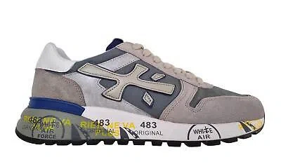 Pre-owned Premiata Men's Shoes Sneaker Fabric Suede Leather Mick_6611 Grey-blue In Gray