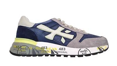Pre-owned Premiata Men's Shoes Sneaker Fabric Suede Leather Mick_6819 Blue-yellow In Yellow-blue