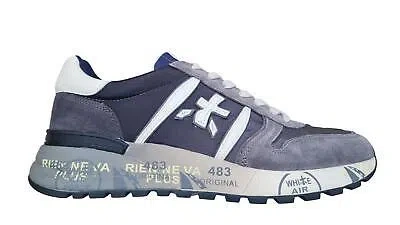 Pre-owned Premiata Men's Shoes Sneaker Suede Fabric Lander_6906 Shaded Grey
