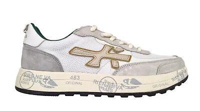 Pre-owned Premiata Men's Shoes Suede Sneaker Fabric Nous_6653 White-green