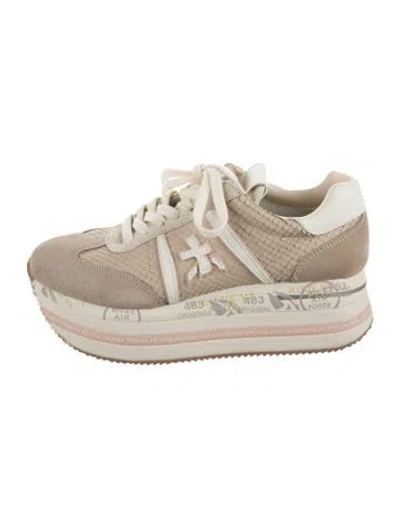 Pre-owned Premiata Mesh Animal Print Chunky Sneakers In Neutral