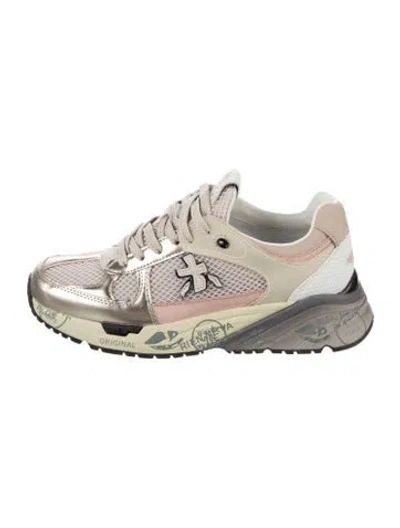 Pre-owned Premiata Mesh Graphic Print Athletic Sneakers In Neutrals/orange/red