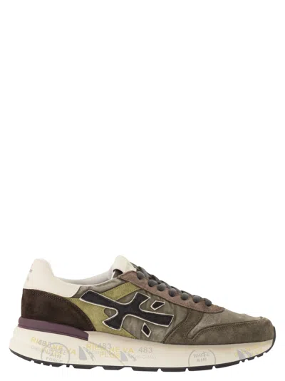 Premiata Mick 7717 Sneakers With Side Logo In Brown