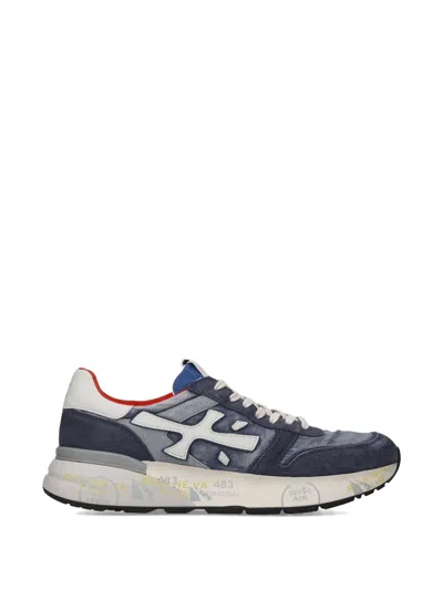 Premiata Mick 8006 Sneakers Suede Panels Contrast Sole In Blue