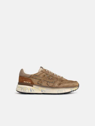 Premiata 'mick' Beige Suede Blend Sneakers In Brown