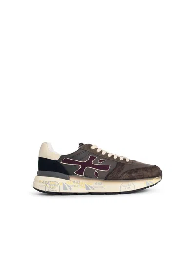 PREMIATA PREMIATA 'MICK' BROWN FABRIC AND SUEDE SNEAKERS