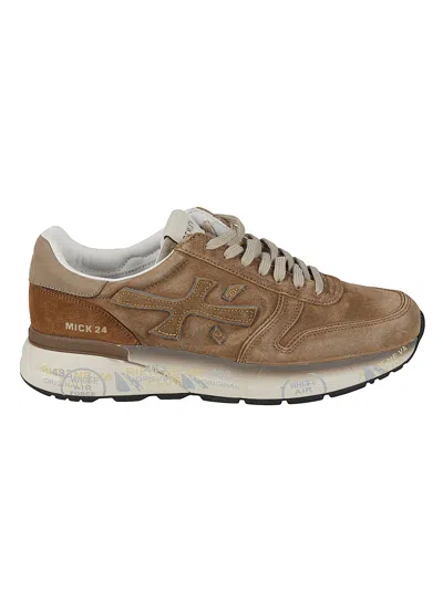 Premiata Mick Calfskin Suede Low-profile Sneakers In Brown