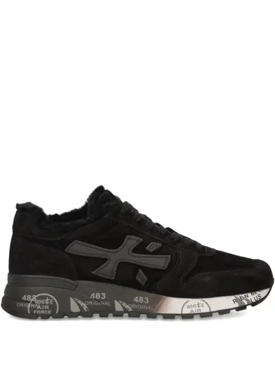 Premiata Mick Fur-trim Sneakers In Black