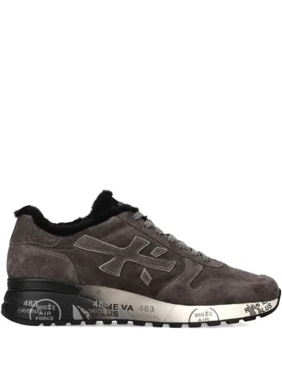 Premiata Mick Fur-trim Sneakers In Brown