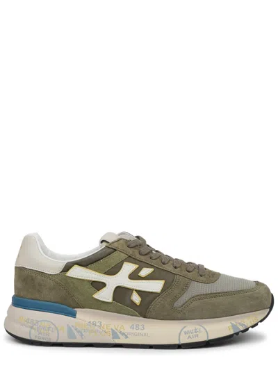 Premiata Mick Mesh Suede Overlay Polyamide Sneakers In Green