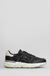 Premiata Round Toe Leather Sneakers With Contrasting Sole