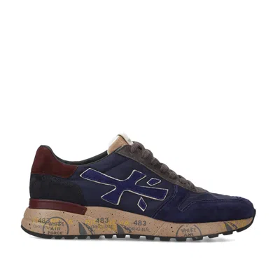 Premiata Mick Sneakers In Blue Suede And Technical Fabric In Black
