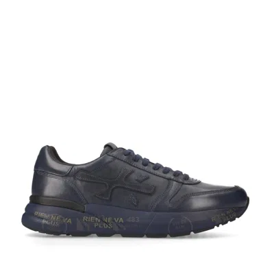 Premiata Mick Sneakers In Faded Blue Leather In Multi
