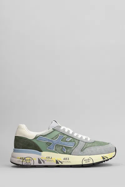 PREMIATA MICK SNEAKERS IN GREEN SUEDE AND FABRIC