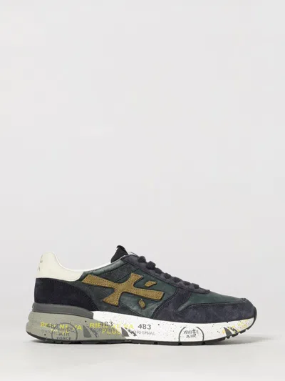 Premiata Mick Suede And Nylon Sneakers With A Serrated Sole In Blue 1