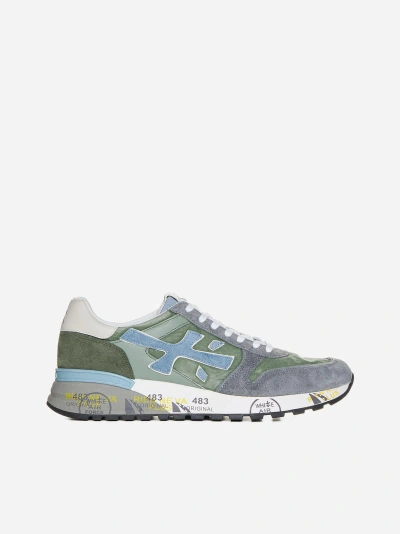 Premiata Mick Suede, Fabric And Leather Sneakers In Military Green