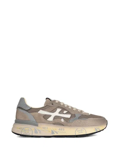 Premiata Mick Suede Logo Sneakers In Brown