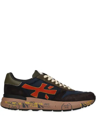 Premiata Mick Suede-panelled Logo Sneakers In Blue