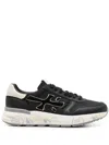 Premiata Round Toe Leather Sneakers With Contrasting Sole In Black