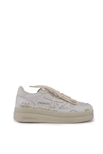 Premiata Micol 7010 Leather Sneakers In White