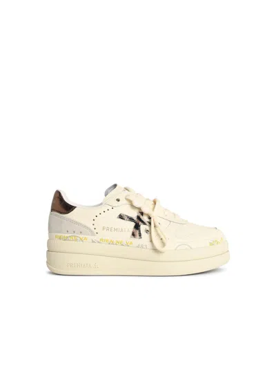 Premiata 'micol' Ivory Lear Blend Sneakers In White