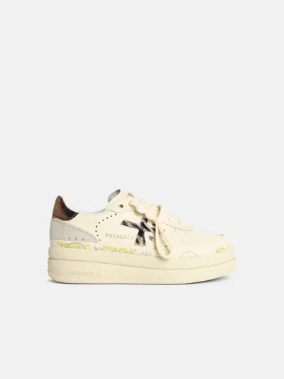 Premiata 'micol' Ivory Leather Blend Sneakers In White