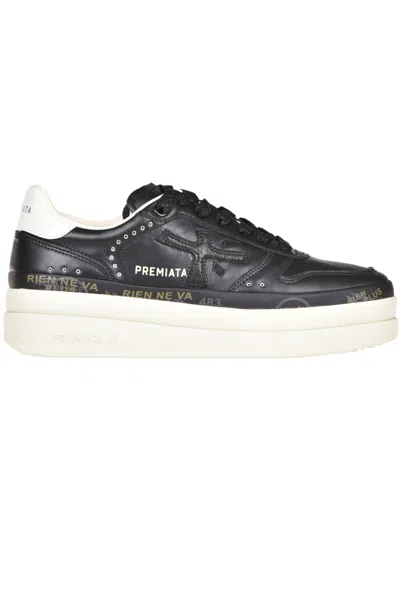 Premiata Stylish Low Top Sneakers With Platform Sole In Black