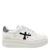 Premiata Low Top Sneakers With Animal Print Accent In White