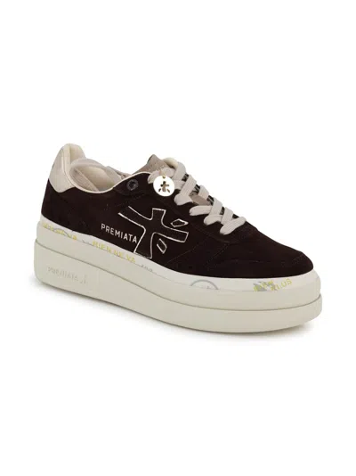Premiata Suede Platform Lace-up Shoes In Black
