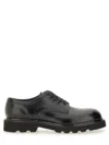 Premiata Polished Calf Leather Lace-up Moccasins In Animal Print