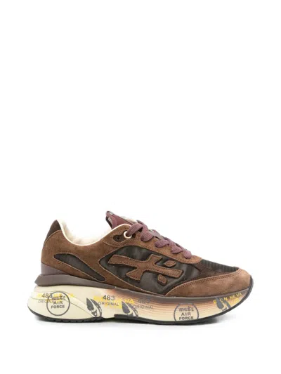 Premiata Moe Run Panelled Leather Sneakers In Brown