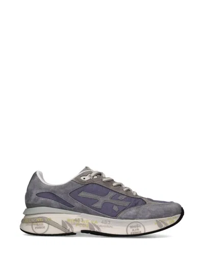 Premiata Moerun Layered Sole Textured Sneakers In Gray